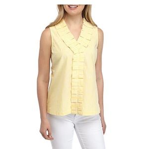 Crown & Ivy Sleeveless Top V-Neck Pleat Front
